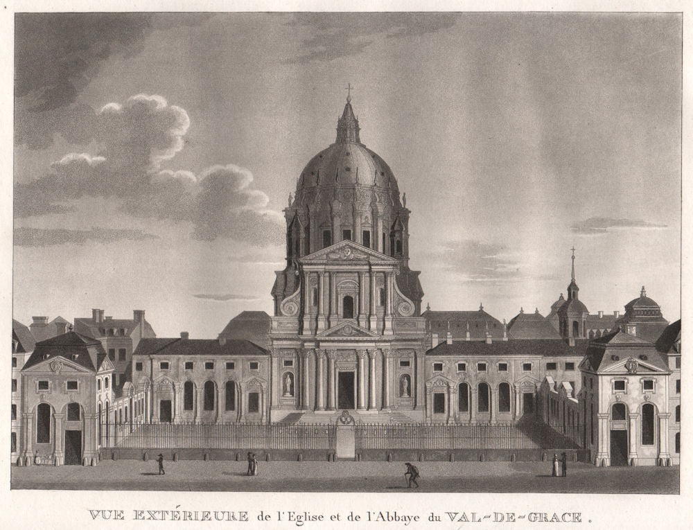 PARIS. Eglise et de I'Abbaye du Val-de-Grace. Aquatint 1808 old antique print